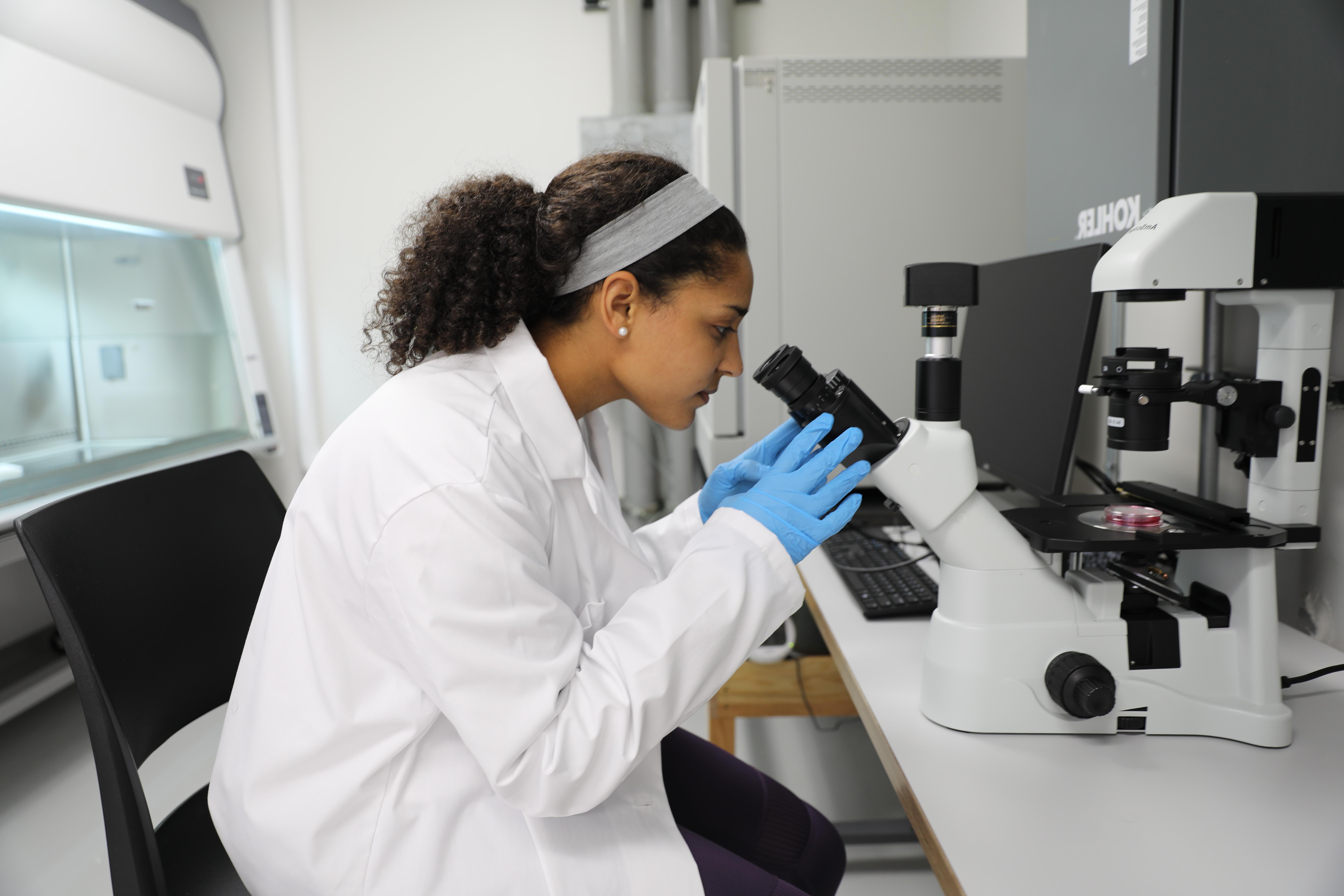 Mount Union biomedical engineering student working in a lab.